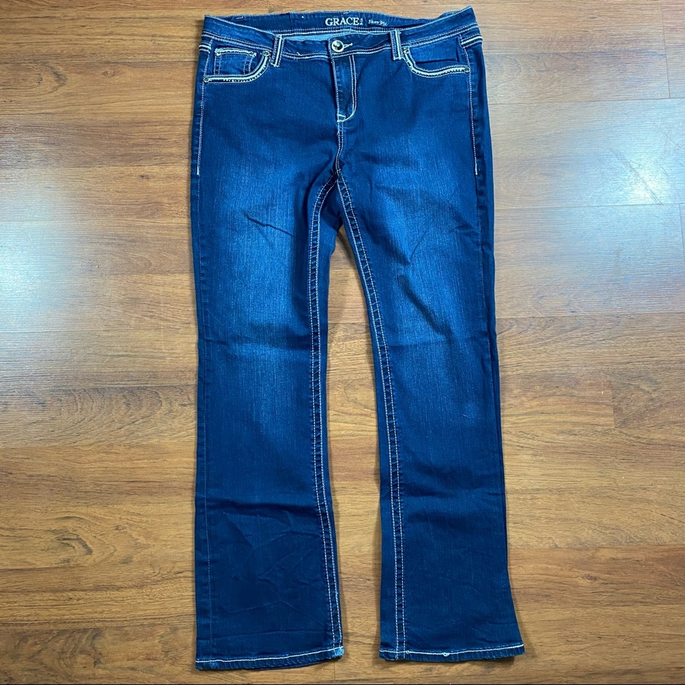 Grace in LA Embellished Rhinestone Easy Fit Jeans